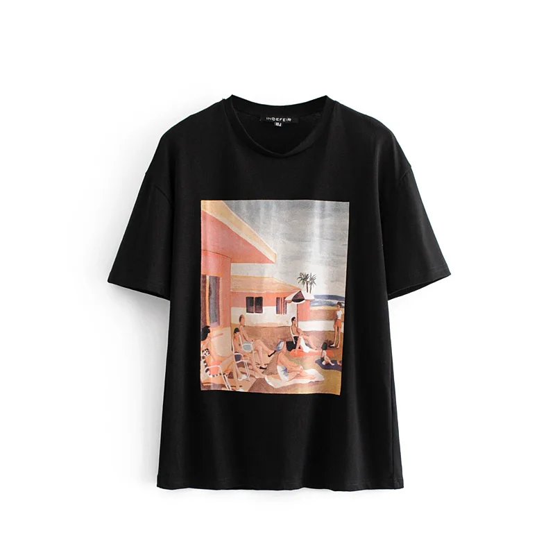 BBWM WOMAN Summer Beach Art Painting Print T-shirts Streetwear Women Black O-Neck Short Sleeve Tees Casual Ladies Tops
BBWM WOMAN Summer Beach Art Painting Print T-shirts Streetwear Women Black O-Neck Short Sleeve Tees Casual Ladies Tops