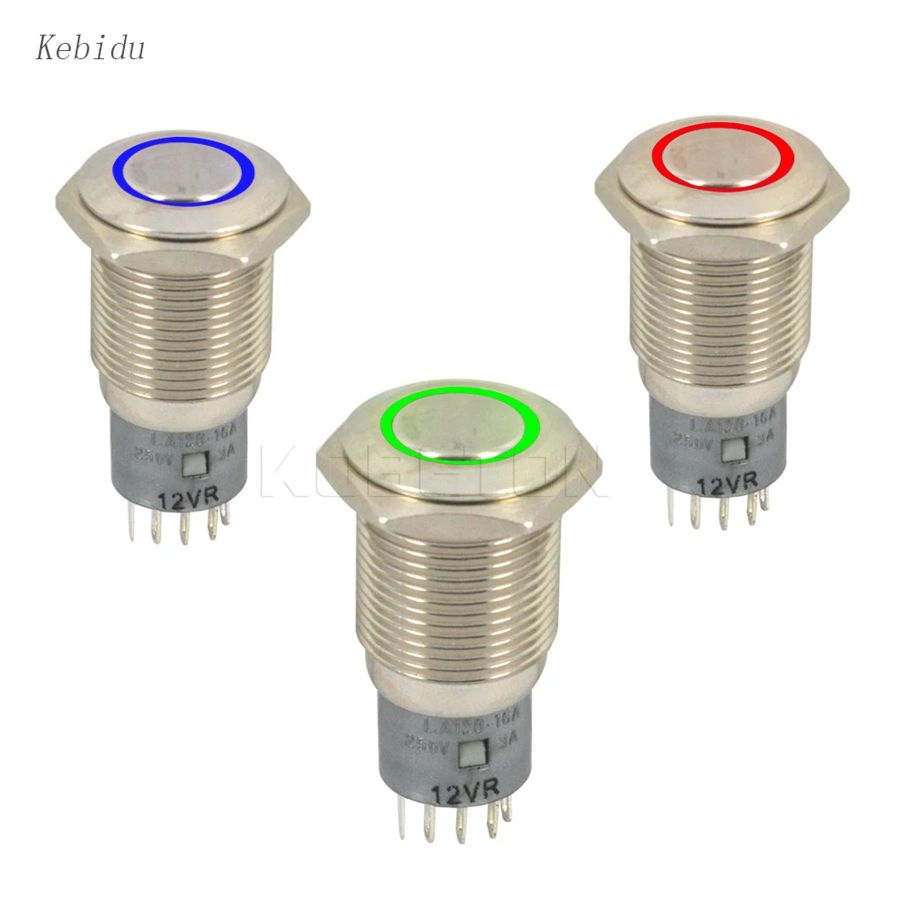 Kebidu 4 colors Waterproof metal switch of LED light IP67 12V DC 6A/125VAC 16mm LED Power Push Button
Kebidu 4 colors Waterproof metal switch of LED light IP67 12V DC 6A/125VAC 16mm LED Power Push Button