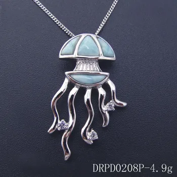 Sealife Jewelry 925 Sterling Silver Pendant Natural Larimar Jellyfish Pendant Necklace for Women / Man Gift
Sealife Jewelry 925 Sterling Silver Pendant Natural Larimar Jellyfish Pendant Necklace for Women / Man Gift