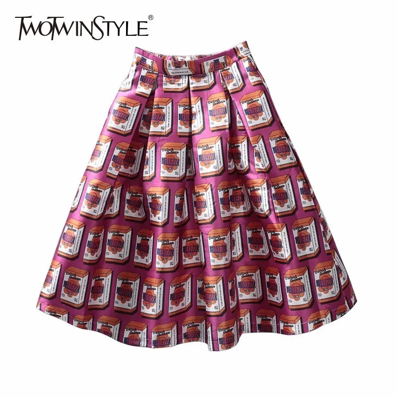 TWOTWINSTYLE Print Mini Skirt For Women High Waist Zipper Ruched A Line Skirts Ladies Spring Large Size 2019 Tide Sweet Clothing
TWOTWINSTYLE Print Mini Skirt For Women High Waist Zipper Ruched A Line Skirts Ladies Spring Large Size 2019 Tide Sweet Clothing
