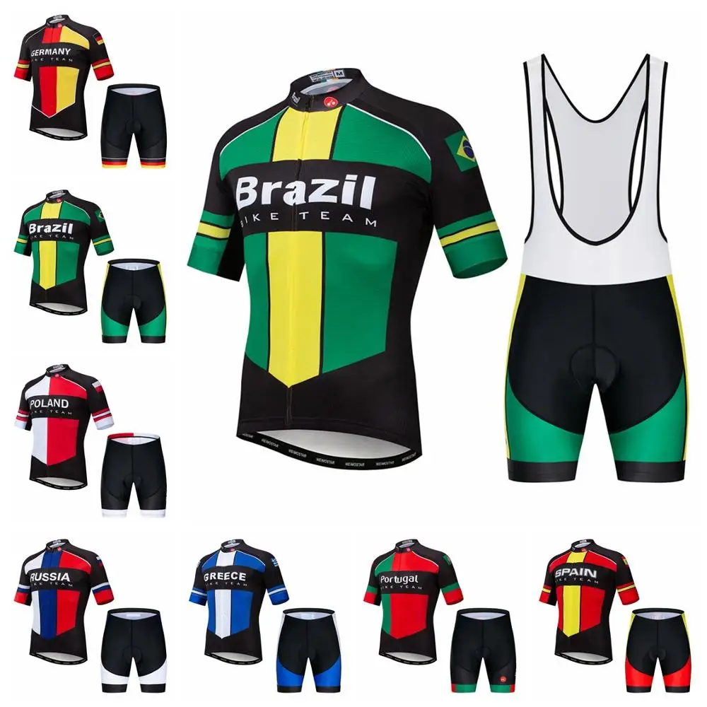 

2019 бразильские велосипедные комплекты из Джерси, мужской велосипедный Трикотажный костюм с нагрудником и шортами, одежда для горных велосипедов, рубашки, командная майка, велосипедные майки, горные дороги