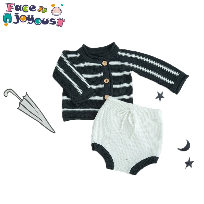 Newborn Baby Boys Girls Knitwear Infant Kids Knitted Clothes Set Striped Cardigan Sweater + PP Shorts 2 Pcs Clothing Sets 0-3T
Newborn Baby Boys Girls Knitwear Infant Kids Knitted Clothes Set Striped Cardigan Sweater + PP Shorts 2 Pcs Clothing Sets 0-3T