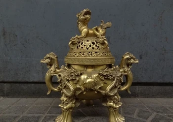 USPS to USA S1703 18" Chinese Brass Buddhism Wealth Dragon Head Statue Coin Incense Burner Censer
USPS to USA S1703 18" Chinese Brass Buddhism Wealth Dragon Head Statue Coin Incense Burner Censer