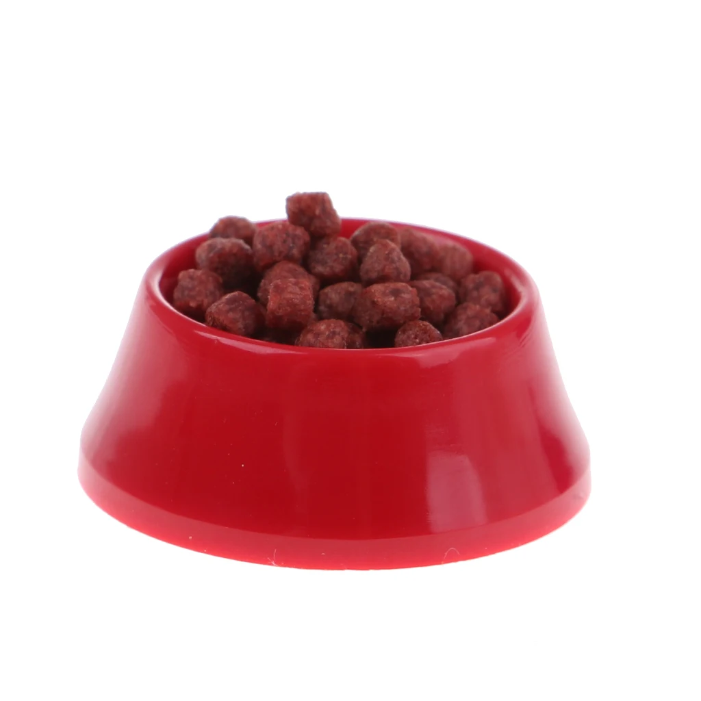 1/12 Dolls House Miniatures Puppy Pet Dog Food On a Bowl Kitchen Garden Accessory