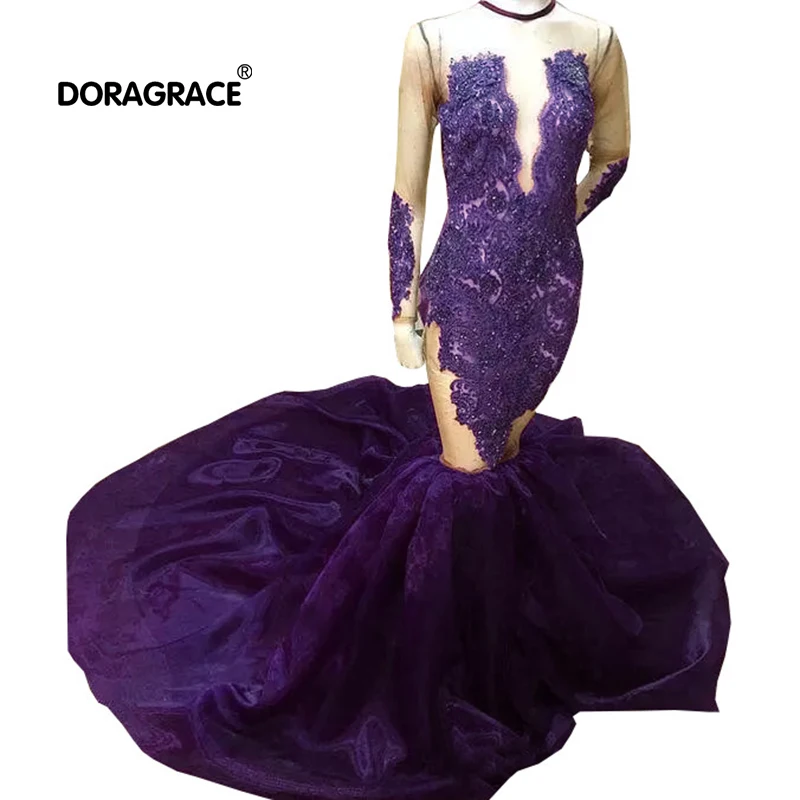 Doragrace robe de soiree Applique Lace Beaded Long Sleeve Evening Dresses Mermaid Prom Gowns
Doragrace robe de soiree Applique Lace Beaded Long Sleeve Evening Dresses Mermaid Prom Gowns