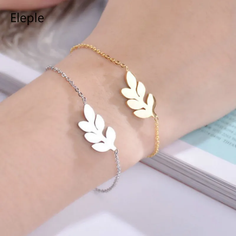 Eleple Korean Stainless Steel Leaf Bracelet for Ladies Romantic Valentine's Day Gift Unique Jewelry Factory Delivery S-B308
Eleple Korean Stainless Steel Leaf Bracelet for Ladies Romantic Valentine's Day Gift Unique Jewelry Factory Delivery S-B308