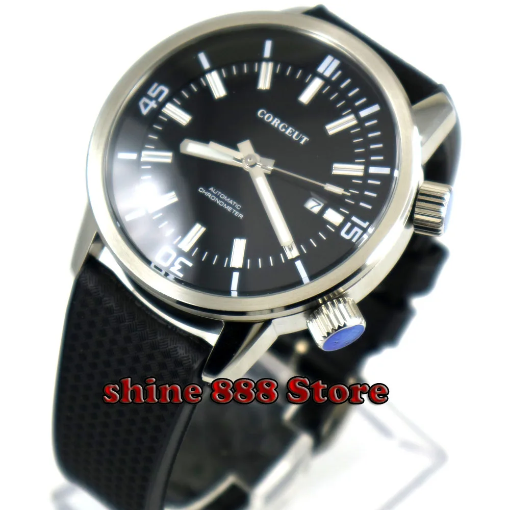 Corgeut 45mm Mechanical Watches Luminous Hands Man Watch Black Dial Rubber Strap Automatic Men's Wristwatches 
Corgeut 45mm Mechanical Watches Luminous Hands Man Watch Black Dial Rubber Strap Automatic Men's Wristwatches