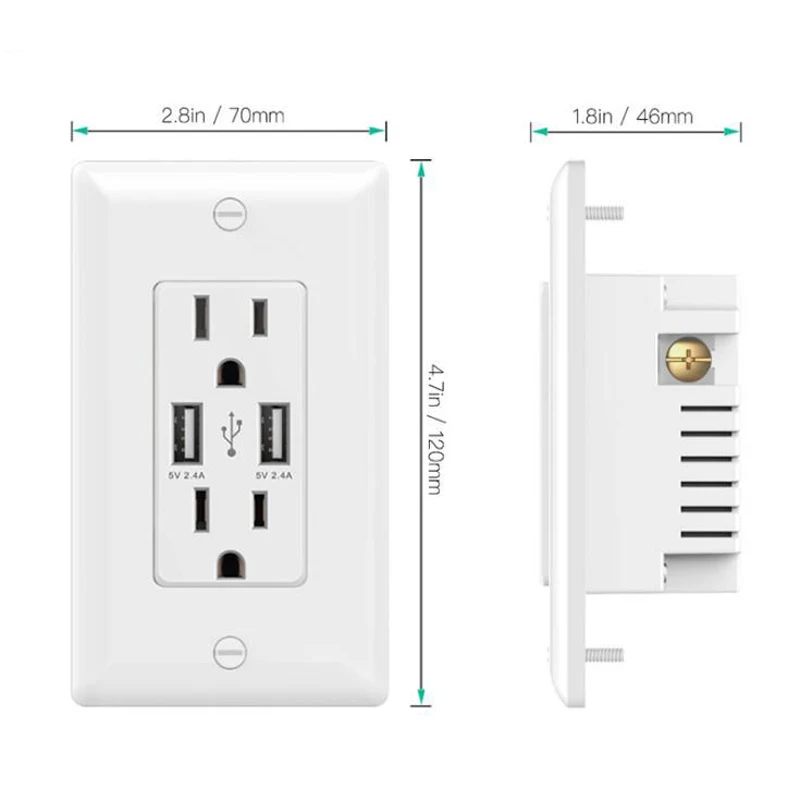 1 Pc 6-hole American Dual USB Jack 2.4A 15V Fast Charge Dual-Port Wall Socket Compatible with Smartphone Tablet New
1 Pc 6-hole American Dual USB Jack 2.4A 15V Fast Charge Dual-Port Wall Socket Compatible with Smartphone Tablet New