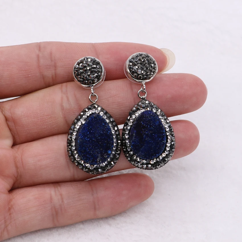 3Pairs Natural Druzy earrings pave rhinestone drop shape stone Mix color Geode stone earrings drop earrings gift for lady1003
3Pairs Natural Druzy earrings pave rhinestone drop shape stone Mix color Geode stone earrings drop earrings gift for lady1003