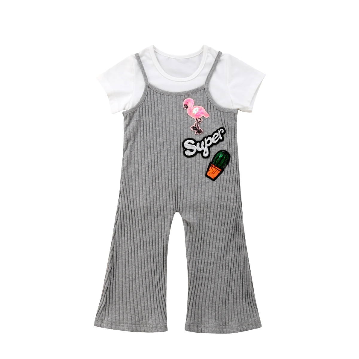 1-6Y Fashion Toddler Kids Baby Girl Short Sleeve White T-shirt Tops+Strap Overall Flared Pant Bell-bottom 2PCS Clothing Set
1-6Y Fashion Toddler Kids Baby Girl Short Sleeve White T-shirt Tops+Strap Overall Flared Pant Bell-bottom 2PCS Clothing Set
