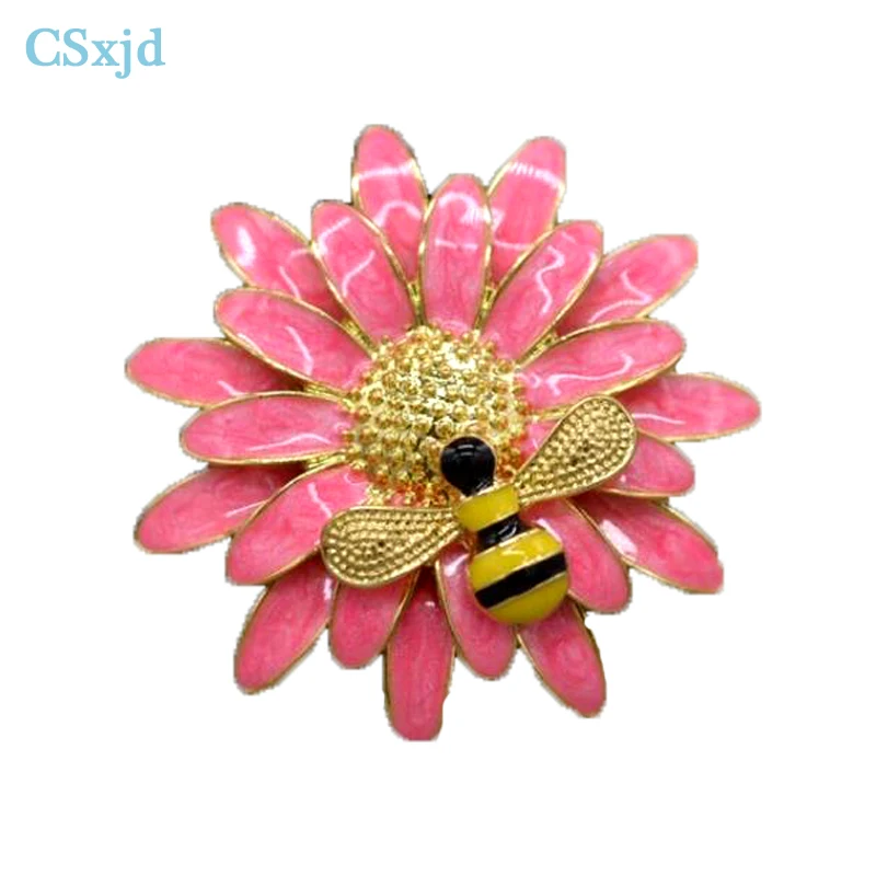 Фото CSxjd 2018 New Cute little bee Pretty Enamel Daisy Flower Chrysanthemum Brooches | Украшения и аксессуары