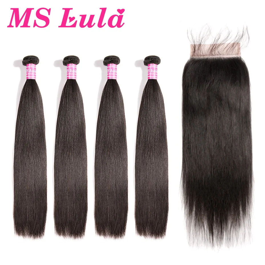 Ms Lula Hair 4 Bundles Brazilian Straight Weave With 5x5 Lace Closure 100% Remy Human Hair Bundles With Closure Hair Extensions
Ms Lula Hair 4 Bundles Brazilian Straight Weave With 5x5 Lace Closure 100% Remy Human Hair Bundles With Closure Hair Extensions
