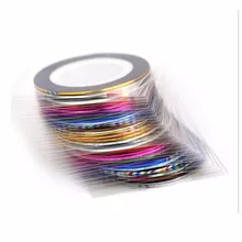 Bande pour ongles manucure 10/20/30 rouleaux adhésif métallique bande de rayure ligne 2mm Art des ongles conseils bande autocollant décalcomanie décorations(China)