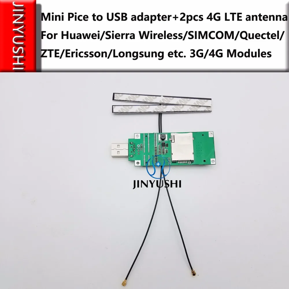 Mini PCIE to USB adapter include SIM card slot+2PCS 4G Antenna for EC25-E EC21-E UC20-E UC15 EC20 EC25-J and so on
Mini PCIE to USB adapter include SIM card slot+2PCS 4G Antenna for EC25-E EC21-E UC20-E UC15 EC20 EC25-J and so on