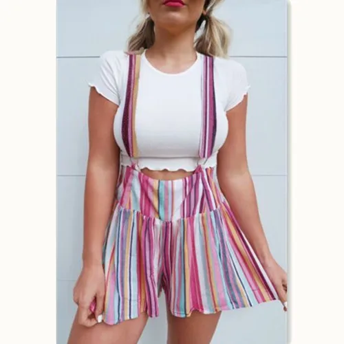 Summer Women Colorful Striped Overalls 2019 New Women Summer Casual High Waist Striped Overalls Loose Suspender Shorts
Summer Women Colorful Striped Overalls 2019 New Women Summer Casual High Waist Striped Overalls Loose Suspender Shorts