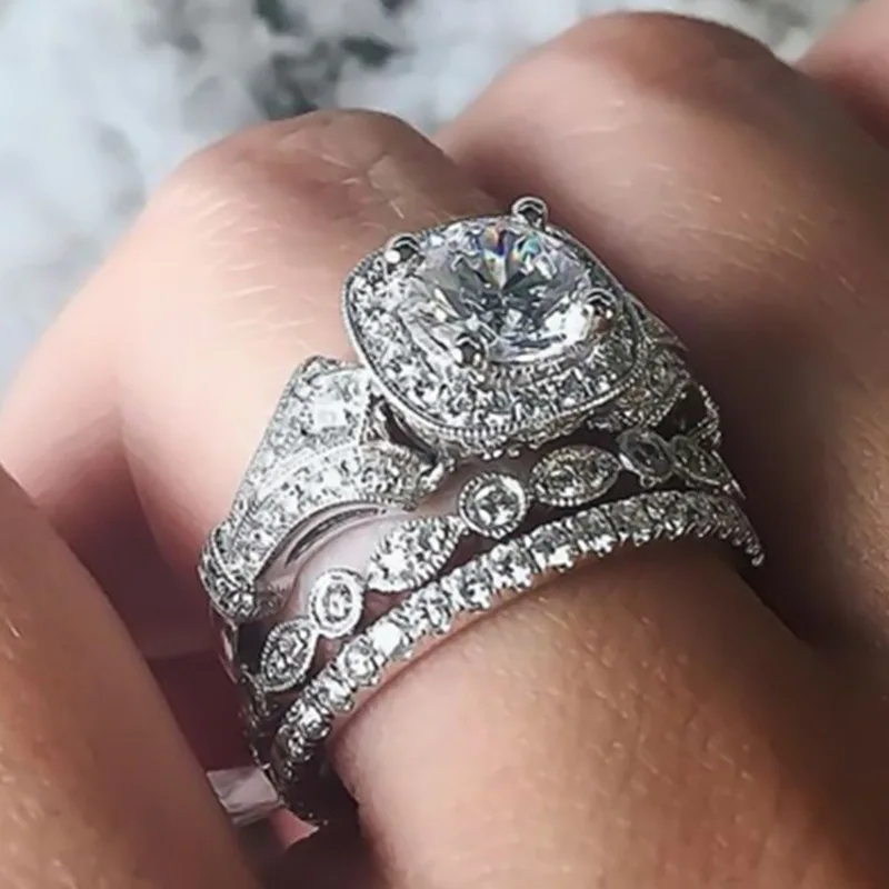 Classic 3Pcs/set Engagement Rings 8 Claws Heart & Arrow AAAAA CZ Stone Ring Brilliant Cut Fashion Jewelry for Women Size 6-10
Classic 3Pcs/set Engagement Rings 8 Claws Heart & Arrow AAAAA CZ Stone Ring Brilliant Cut Fashion Jewelry for Women Size 6-10