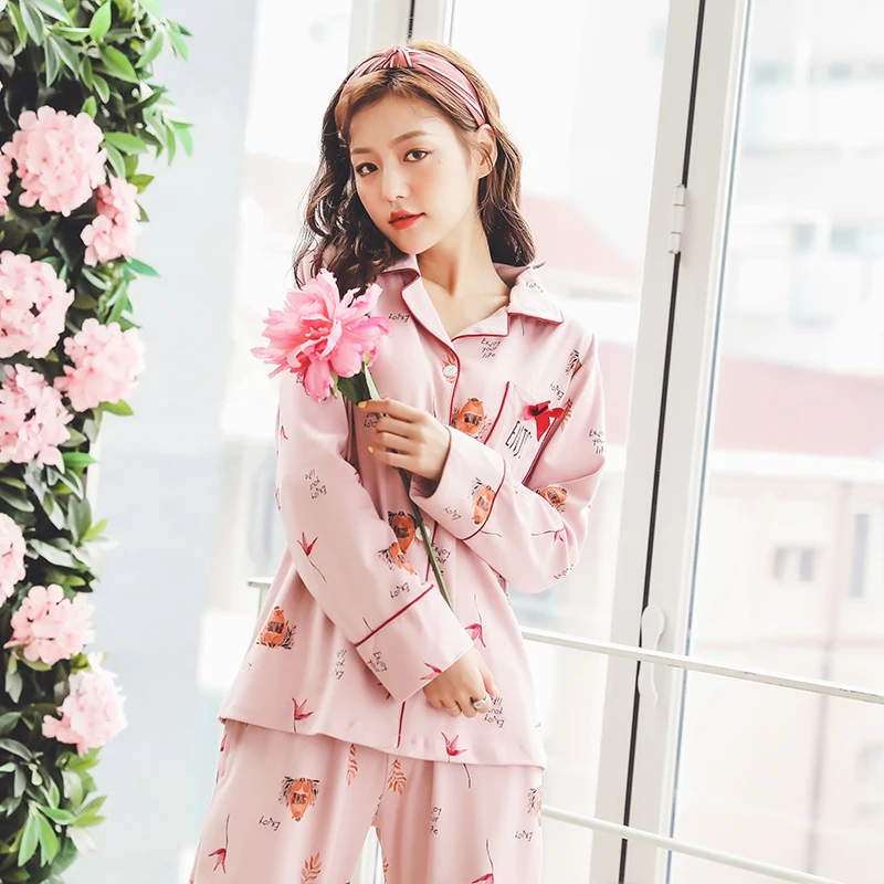 Brand 2019 Spring Pajamas For Women 100% Cotton Sleepwear Cute Pink 2 Pcs Suit Home Wear Female Long Sleeve Pijama Mujer 4XL 5XL
Brand 2019 Spring Pajamas For Women 100% Cotton Sleepwear Cute Pink 2 Pcs Suit Home Wear Female Long Sleeve Pijama Mujer 4XL 5XL