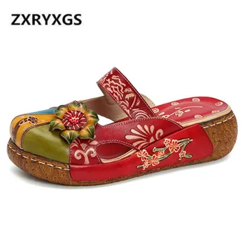 Retro Flower Cowhide Leather Shoes Woman 2019 Spring New Printing Women Slippers Shoes Non-slip Comfort Shoes Sandals Women
Retro Flower Cowhide Leather Shoes Woman 2019 Spring New Printing Women Slippers Shoes Non-slip Comfort Shoes Sandals Women