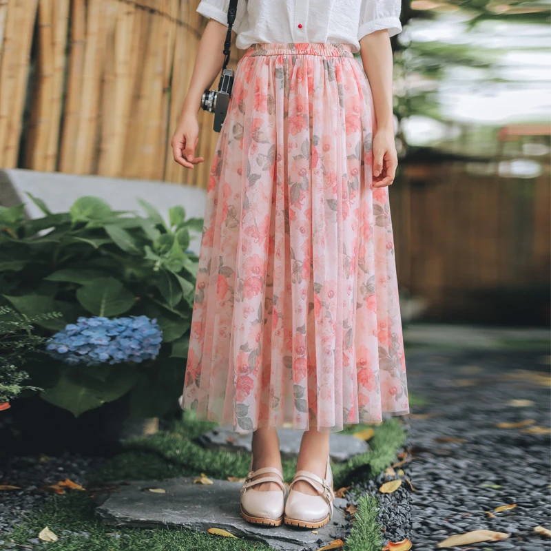 Mesh Skirt Female 2019 New Summer Slim Fashion Sweet Elastic Waist Print Floral Skirt High Waist A-line Long Beach Skirt
Mesh Skirt Female 2019 New Summer Slim Fashion Sweet Elastic Waist Print Floral Skirt High Waist A-line Long Beach Skirt