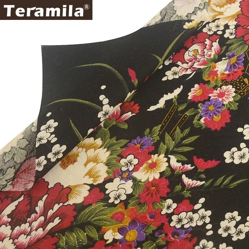 Teramila Flowers Cotton Linen Fabric Meter for Curtains Black Canvas Fabric Tela Tissu Tablecloth Cushion Textile Bag Burlap
Teramila Flowers Cotton Linen Fabric Meter for Curtains Black Canvas Fabric Tela Tissu Tablecloth Cushion Textile Bag Burlap