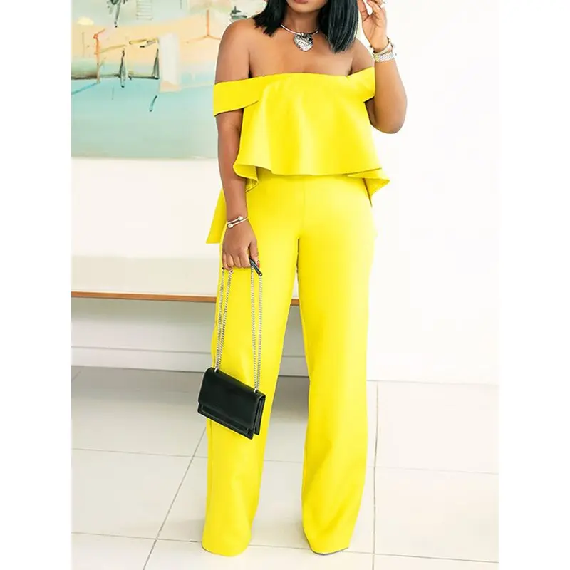 Sexy Off Shoulder Wide Leg Jumpsuit Women Long Overalls Ruffle Party Stylish Backless Yellow High Waist Causal Jumpsuits Female
Sexy Off Shoulder Wide Leg Jumpsuit Women Long Overalls Ruffle Party Stylish Backless Yellow High Waist Causal Jumpsuits Female