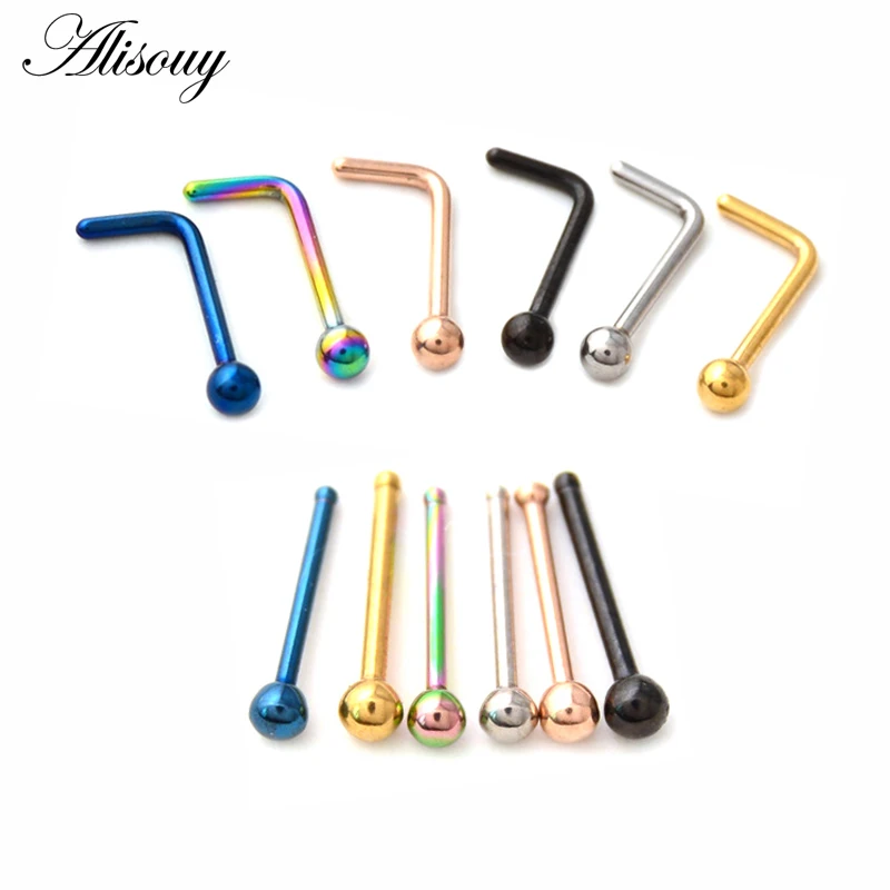 Alisouy 1PC Simple L Shape Surgical Steel 0.8*7mm Nose Ear Studs Hooks Bar Pin ball Nose Rings Body Piercing Jewelry For Women
Alisouy 1PC Simple L Shape Surgical Steel 0.8*7mm Nose Ear Studs Hooks Bar Pin ball Nose Rings Body Piercing Jewelry For Women