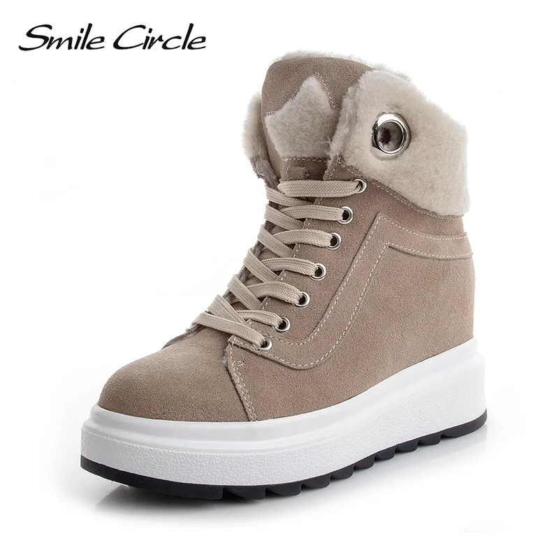 Smile circle Winter Sneakers for Women Suede Leather Women Lace-up winter Keep warm platform Shoes Outdoor Shoes 2019
Smile circle Winter Sneakers for Women Suede Leather Women Lace-up winter Keep warm platform Shoes Outdoor Shoes 2019