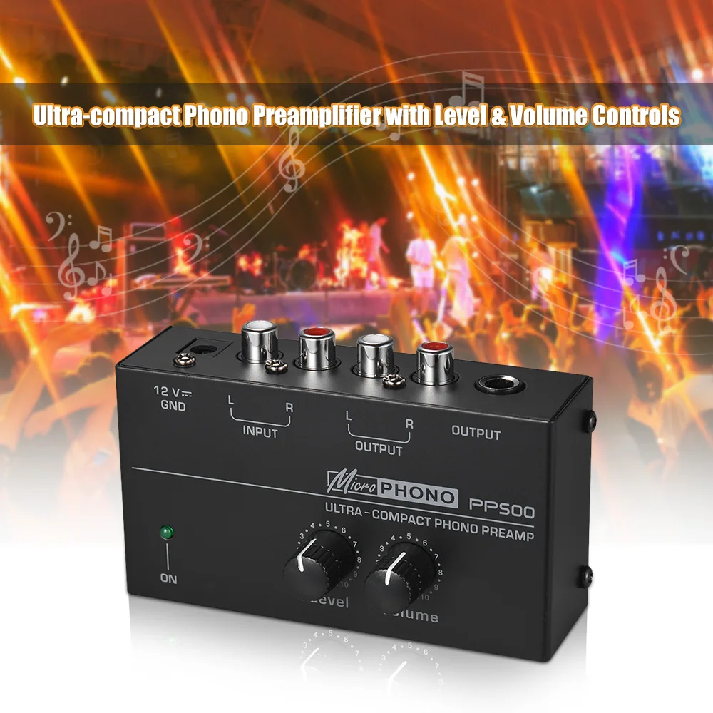 Ultra-compact Phono Preamp Preamplifier with Level & Volume Controls RCA Input & Output 1/4" TRS Output Interfaces
Ultra-compact Phono Preamp Preamplifier with Level & Volume Controls RCA Input & Output 1/4" TRS Output Interfaces