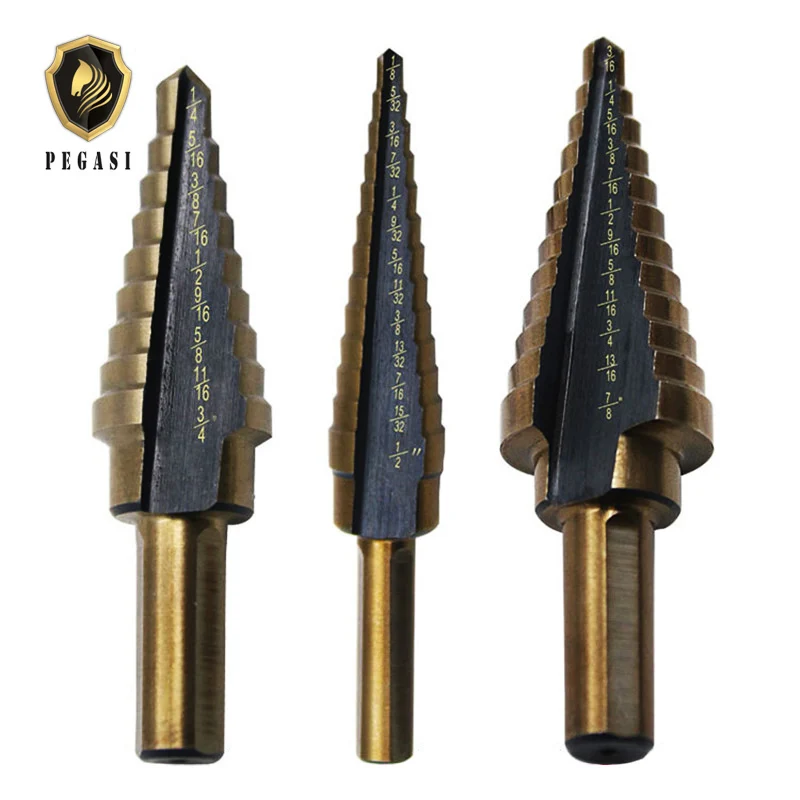 PEGASI High Quality 3pcs HSS High Speed Steel Step Drill Bit Set Cone Cutting Woodworking Wood Metal Hole Cutting Drilling Tool
PEGASI High Quality 3pcs HSS High Speed Steel Step Drill Bit Set Cone Cutting Woodworking Wood Metal Hole Cutting Drilling Tool