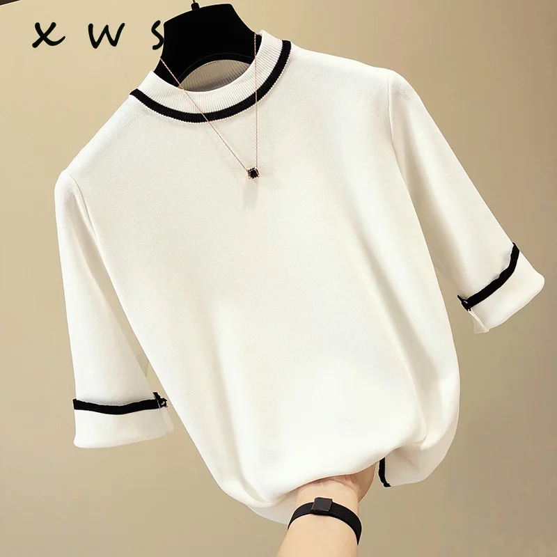 Summer Short Sleeve Pullover Women Sweater Knitted 2019 Sweaters O-Neck Tops Korean Pull Femme Jumper Female White thin sweater
Summer Short Sleeve Pullover Women Sweater Knitted 2019 Sweaters O-Neck Tops Korean Pull Femme Jumper Female White thin sweater