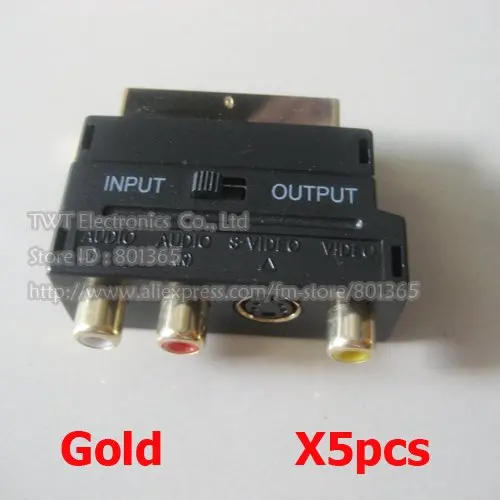 Free shipping 5Qty /lot RGB SCART Male to 3-RCA Female & an S-Video socket A/V Adaptor GOLD Plated
Free shipping 5Qty /lot RGB SCART Male to 3-RCA Female & an S-Video socket A/V Adaptor GOLD Plated
