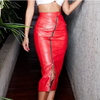 Red Zipper Split Autumn Winter Leather Skirt High Waist Bodycon Pencil Skirts Womens Elegant Ladies Party Long Skirt
Red Zipper Split Autumn Winter Leather Skirt High Waist Bodycon Pencil Skirts Womens Elegant Ladies Party Long Skirt