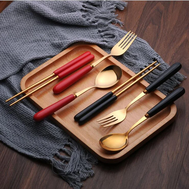 High-grade Tableware Set Stainless Steel Cutlery Creative Color Noble Fork Spoon Chopstick Dessert Dinnerware Set Gold Plated
High-grade Tableware Set Stainless Steel Cutlery Creative Color Noble Fork Spoon Chopstick Dessert Dinnerware Set Gold Plated