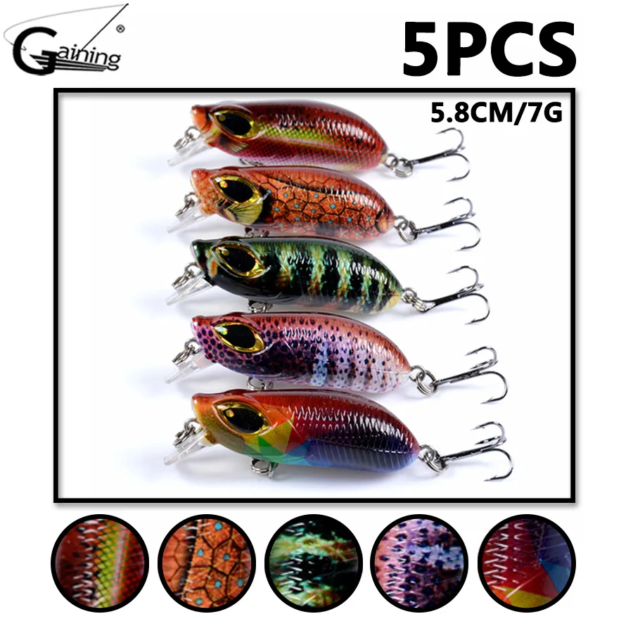 5.8cm 7g 5pcs/lot Minnow Fishing Lures Floating Artificial Hard Bait Bass Wobblers Lures Crankbait Fishing Tackle
5.8cm 7g 5pcs/lot Minnow Fishing Lures Floating Artificial Hard Bait Bass Wobblers Lures Crankbait Fishing Tackle