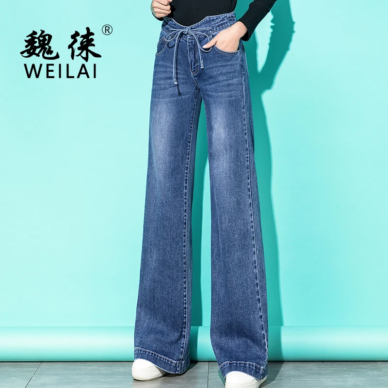Women High Waist Mom Jeans Denim Drawstring Wide Leg Jeans Blue Loose Palazzo Trousers 2019 Autumn Fashion Boyfriend Jeans Mujer
Women High Waist Mom Jeans Denim Drawstring Wide Leg Jeans Blue Loose Palazzo Trousers 2019 Autumn Fashion Boyfriend Jeans Mujer
