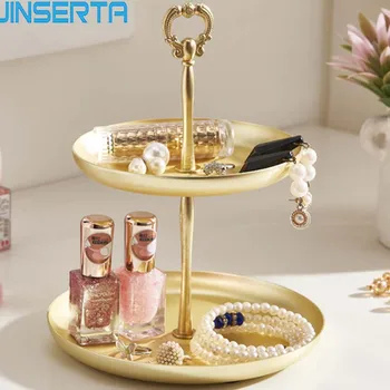 JINSERTA 2-layer Metal Storage Tray Jewelry Cosmetic Display Plate Gold Necklace Ring Earrings Display Tray Decoration Organizer
JINSERTA 2-layer Metal Storage Tray Jewelry Cosmetic Display Plate Gold Necklace Ring Earrings Display Tray Decoration Organizer
