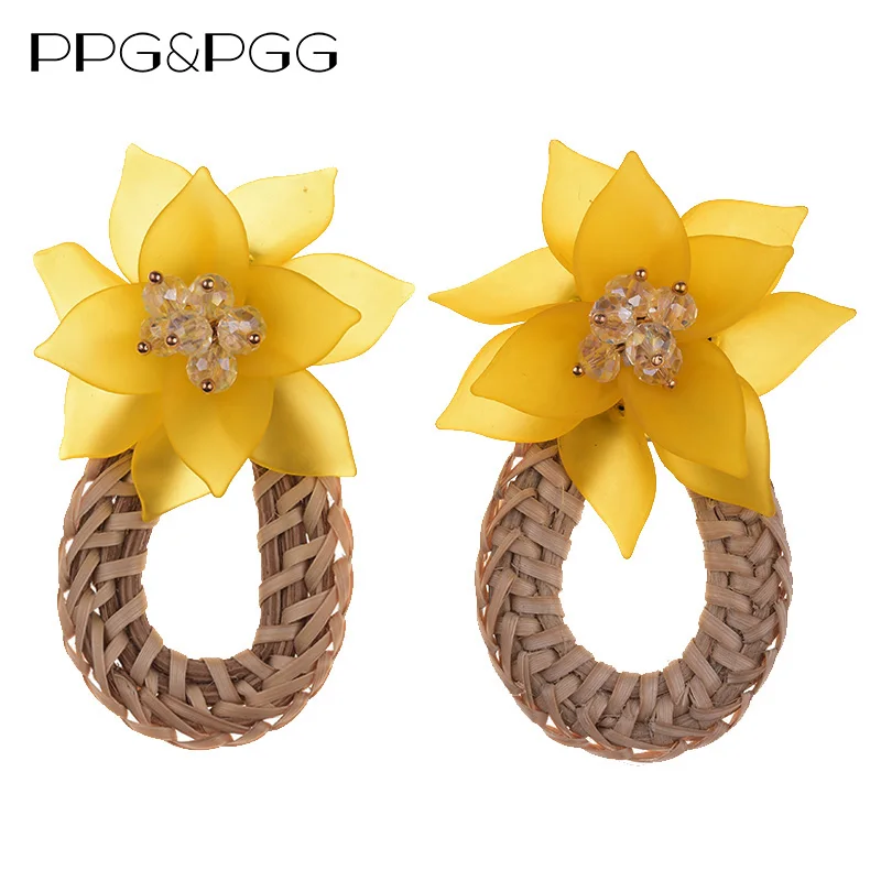PPG&PGG Handmade Water Drop Earrings For Women Wooden Straw Weave Rattan Wedding Party Gift Resin Flower Dangle Jewelry Earrings
PPG&PGG Handmade Water Drop Earrings For Women Wooden Straw Weave Rattan Wedding Party Gift Resin Flower Dangle Jewelry Earrings
