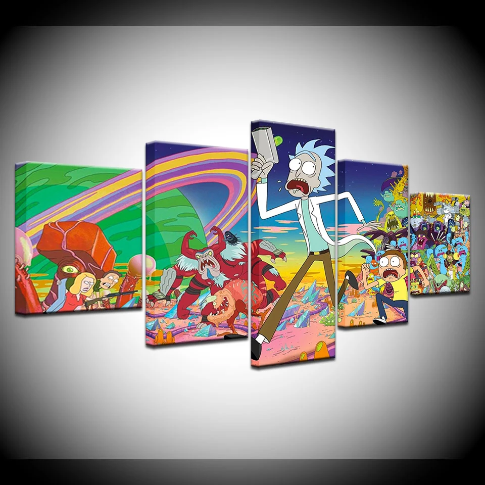 5piece Poster Canvas Rick and Morty Fan Art Cartoon wall posters Print On Canvas Art Painting For home living room decoration
5piece Poster Canvas Rick and Morty Fan Art Cartoon wall posters Print On Canvas Art Painting For home living room decoration