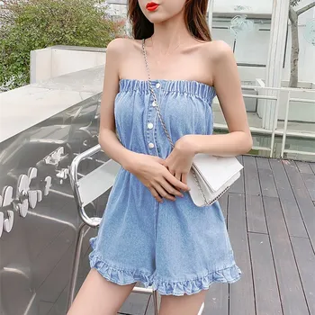 2019 Women Sexy High Waist Ruffles Wide Leg Rompers Summer Strapless Sleeveless Denim Jumpsuit Jeans Loose Overalls
2019 Women Sexy High Waist Ruffles Wide Leg Rompers Summer Strapless Sleeveless Denim Jumpsuit Jeans Loose Overalls