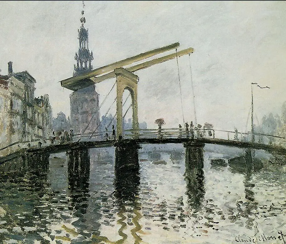 

High quality Oil painting Canvas Reproductions The Bridge, Amsterdam (1874) By Claude Monet hand painted