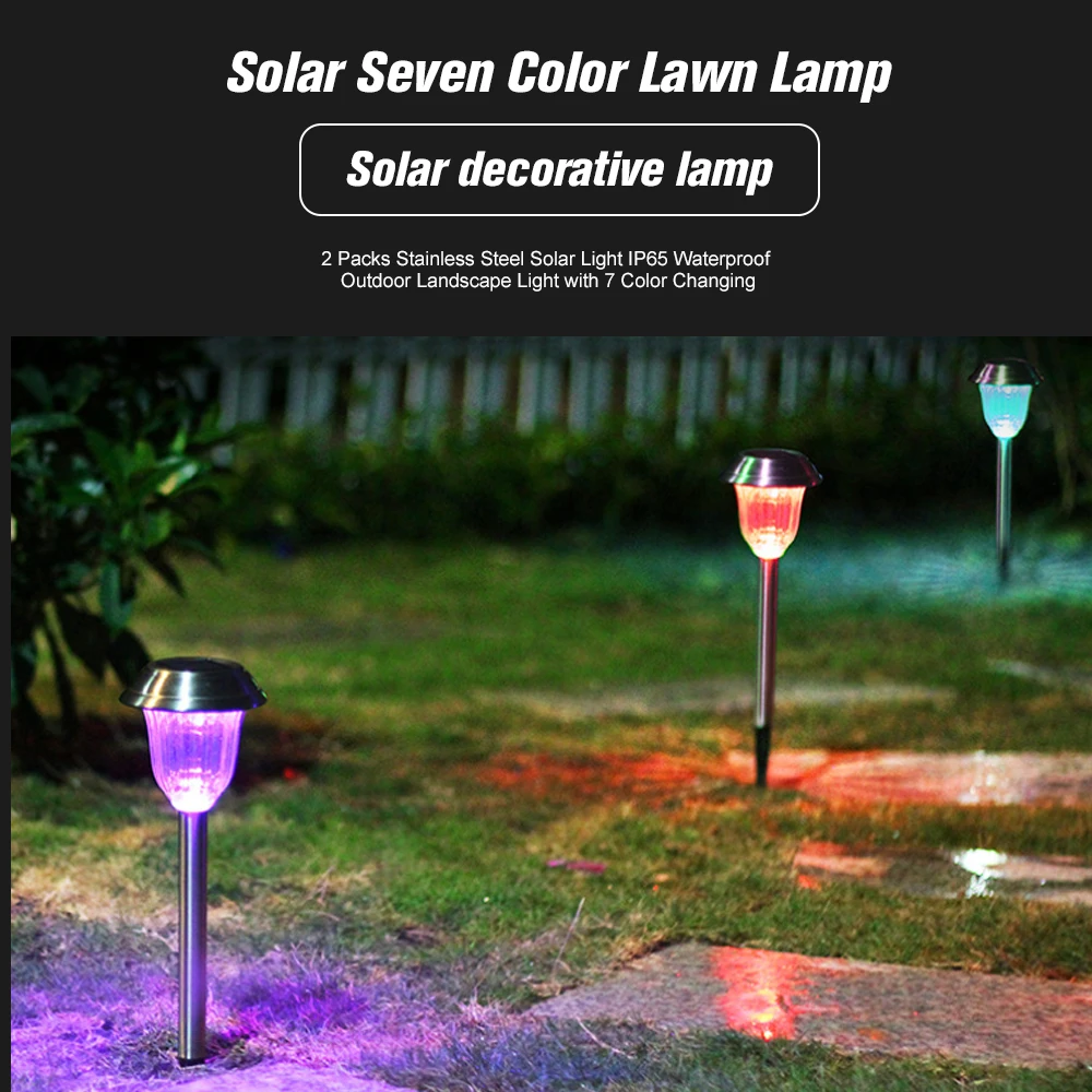 2 Packs Stainless Steel Solar Light IP65 Waterproof Outdoor Landscape Light with 7 Color Changing and Setting Perfect Decoration
2 Packs Stainless Steel Solar Light IP65 Waterproof Outdoor Landscape Light with 7 Color Changing and Setting Perfect Decoration