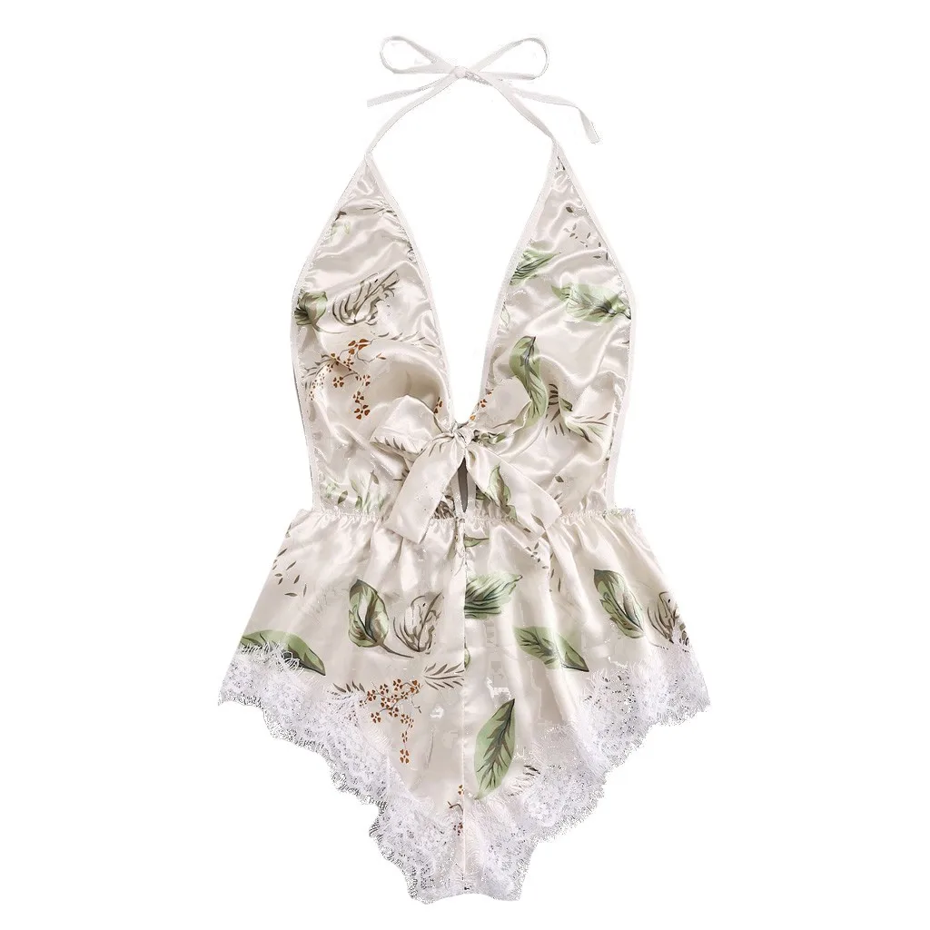 Women Printing Lace Lingerie Stain Bow Lingerie Sexy Nightwear Bodysuit Backless Pajamas Silk Sleepwear Pizama Damska #YL5
Women Printing Lace Lingerie Stain Bow Lingerie Sexy Nightwear Bodysuit Backless Pajamas Silk Sleepwear Pizama Damska #YL5