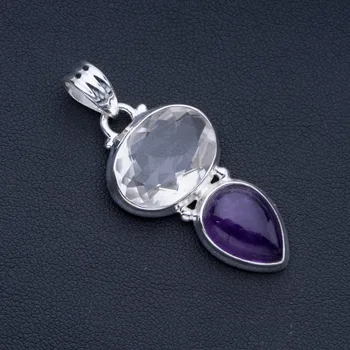 Natural White Topaz and Amethyst Punk Style 925 Sterling Silver Pendant 2" P0917
Natural White Topaz and Amethyst Punk Style 925 Sterling Silver Pendant 2" P0917