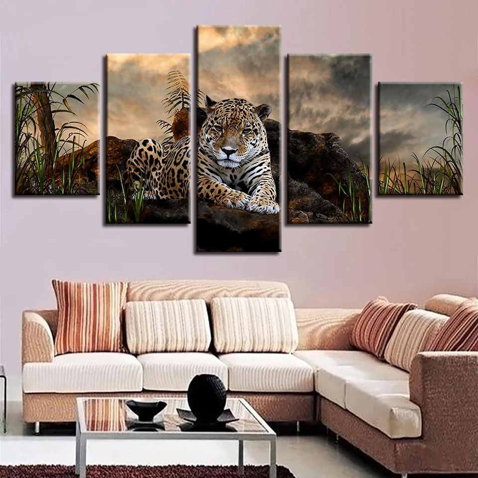 Frame Decor Poster Modular Picture 5 Pieces Animal Leopard And Green Grass Scenery Painting Modern Wall Art HD Printed On Canvas 
Frame Decor Poster Modular Picture 5 Pieces Animal Leopard And Green Grass Scenery Painting Modern Wall Art HD Printed On Canvas