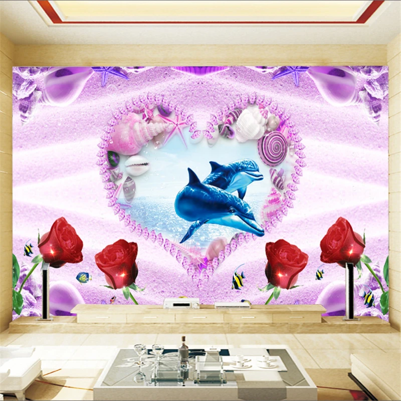 beibehang Custom Wallpaper Large Mural 3D Stereo Love Dolphin Wallpaper Wall Sticker Modern Background Wall papel de parede
beibehang Custom Wallpaper Large Mural 3D Stereo Love Dolphin Wallpaper Wall Sticker Modern Background Wall papel de parede