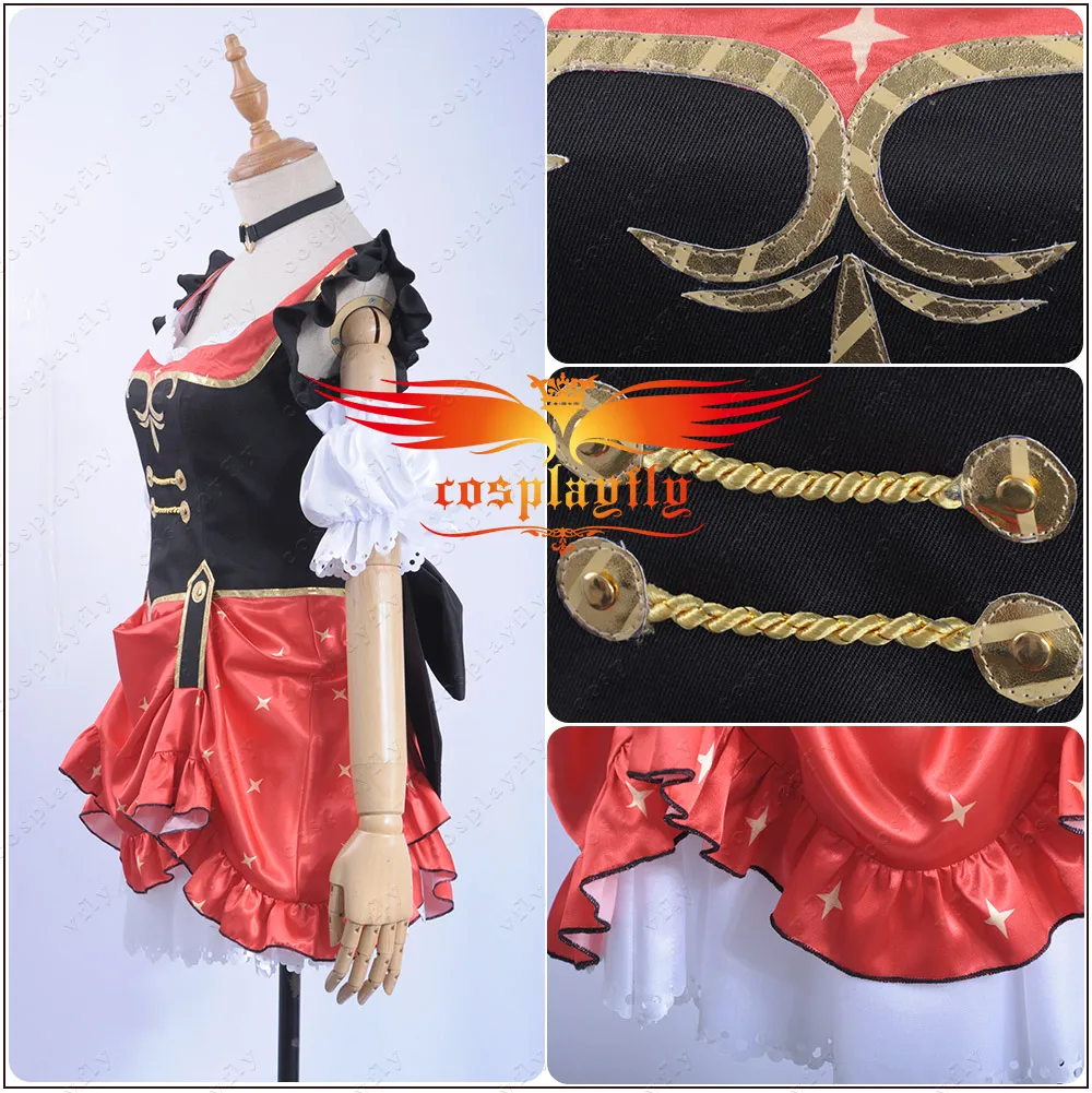 x_01Game LoveLive!Sunshine!! Aqours Bremen Band Matsuura kanan Cosplay Costume Women Sleeveless Dress Socks Necklace Hat Armlet (3)