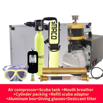 Diving Equipment Air Compressor+Scuba Tank+Mouth Breather+Refill Scuba Adaptor+Diving glasses+Desiccant filter
Diving Equipment Air Compressor+Scuba Tank+Mouth Breather+Refill Scuba Adaptor+Diving glasses+Desiccant filter