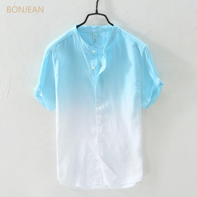 BONJEAN Gradual Hanging and Dyeing Stand Collar Flax Short Sleeve Shirt Men's Chinese Loose Japanese Street Clothing
BONJEAN Gradual Hanging and Dyeing Stand Collar Flax Short Sleeve Shirt Men's Chinese Loose Japanese Street Clothing