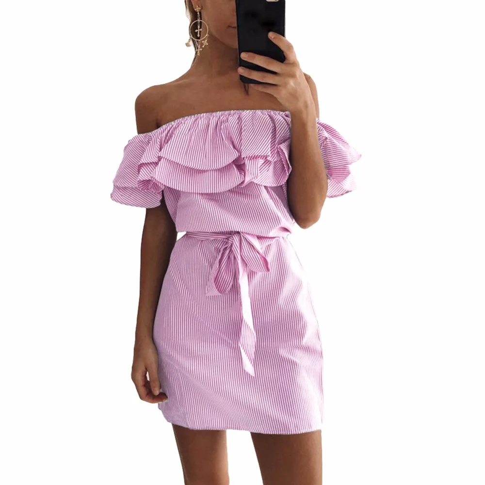Off Shoulder Strapless Striped Ruffles Dress Women 2019 Summer Sundresses Beach Casual Shirt Short Mini Party Dresses Robe Femme
Off Shoulder Strapless Striped Ruffles Dress Women 2019 Summer Sundresses Beach Casual Shirt Short Mini Party Dresses Robe Femme
