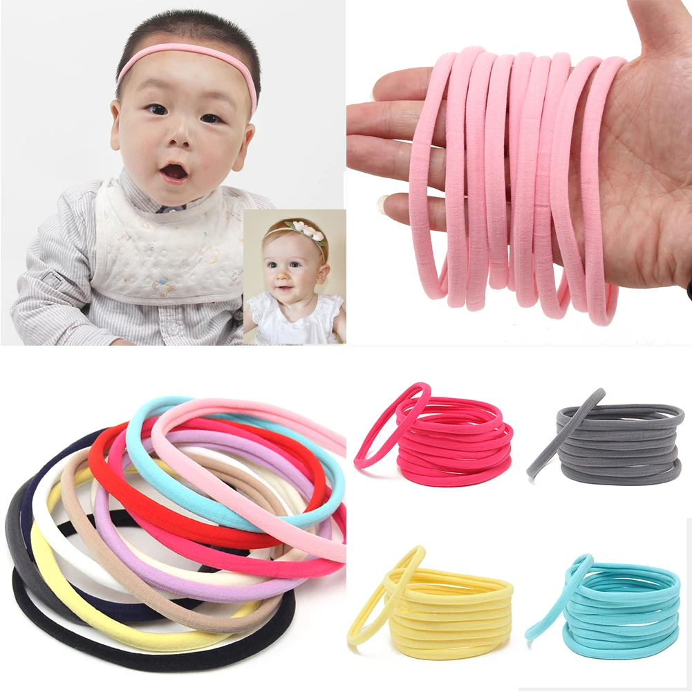 

10pcs/set Baby Girl Boy Spandex Nylon Headband Skinny Very Stretchy Non-Marking Headwear for Children Nylon Elastic Head band